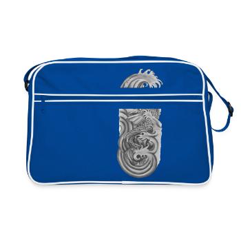 Japanese koi fish Black & white - Retro Bag - blue/white - Front
