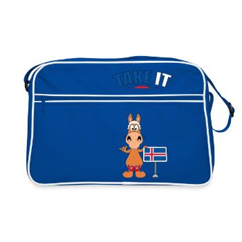 TAKE IT ISI - ISLANDPFERD - ISLANDPONY - ISLAND - Retro Tasche - Blau/Weiß - Vorne
