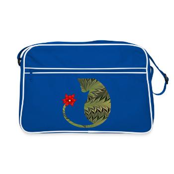 cat with flower e 101 - Retro Bag - blue/white - Front