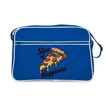 Slice of Happiness - Pizza - Retro Tasche - Blau/Weiß - Vorne
