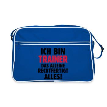 Ich bin Trainer das rechtfertigt alles - Fußball - Retro Tasche - Blau/Weiß - Vorne