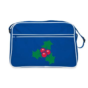 Feuilles de houx aux fruits rouges - Sac Retro - bleu/blanc - Devant