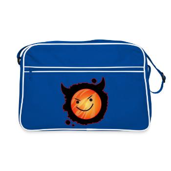 diable mignon en flammes et visage éclatant - Sac Retro - bleu/blanc - Devant