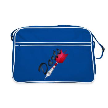 single red dart with darts typography - Retro Bag - blue/white - Front