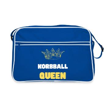 Korbball Queen goldene Krone - Retro Tasche - Blau/Weiß - Vorne