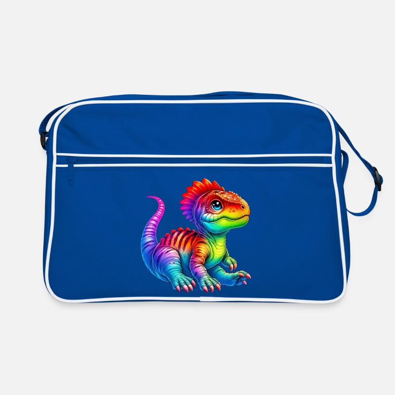 Dinosaurier - Retro Tasche - Blau/Weiß