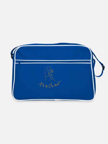Lehrer mit Kaffeepause - Retro Tasche - Blau/Weiß