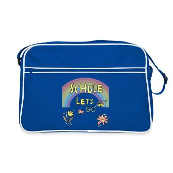 Schule Einschulung - Retro Tasche - Blau/Weiß - Vorne