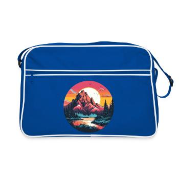 Mountains at dusk on nature reserve - Retro Bag - blue/white - Front
