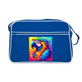 Papagei - Retro Tasche - Blau/Weiß - Vorne