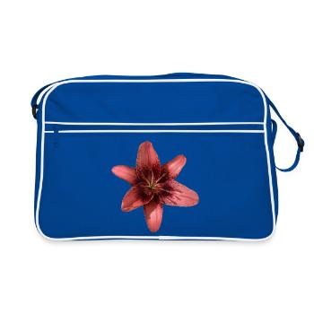Elegant Pink Lily Petals Design - Retro Bag - blue/white - Front