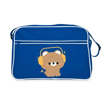 Ours adorable avec casque design - Sac Retro - bleu/blanc - Devant