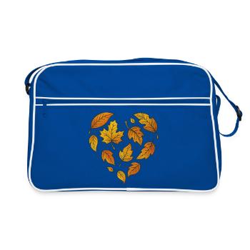 Autumn Heart Leaf Pattern - Retro Bag - blue/white - Front