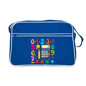 Number Day Maths Colourful Math Educational Design - Retro Bag - blue/white - Front