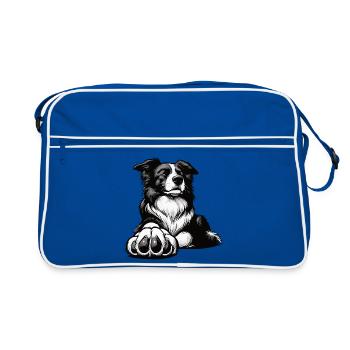 Border Collie Collie Owner Collie Lover - Retro Bag - blue/white - Front