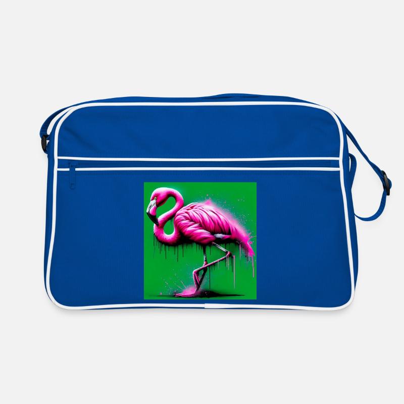 Flamingo - Retro Tasche - Blau/Weiß