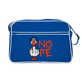Goose Nope Middle Finger Nerd Geek Horn-Rimmed Glasses Smart - Retro Bag - blue/white - Front