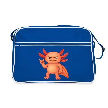 Crimson Ember Axolotl  - Retro Bag - blue/white - Front