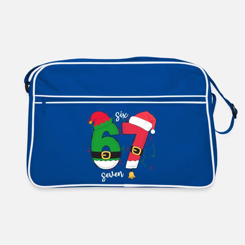 Funny 6-7 Meme Six Seven Xmas - Retro Tasche - Blau/Weiß