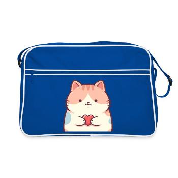 Chat animé au cœur de chaton câlin - Sac Retro - bleu/blanc - Devant