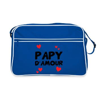 Papy d’amour – famille tendresse humour cadeau  - Sac Retro - bleu/blanc - Devant