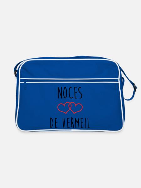 Vermeil-Hochzeit 45 Jahre Ehe - Retro Tasche - Blau/Weiß - Vorne