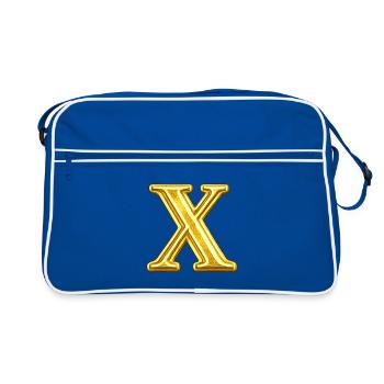 Gold X Emblem - Retro Bag - blue/white - Front