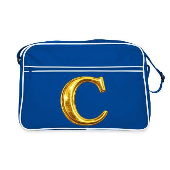 Gold C Monogram Design - Retro Bag - blue/white - Front
