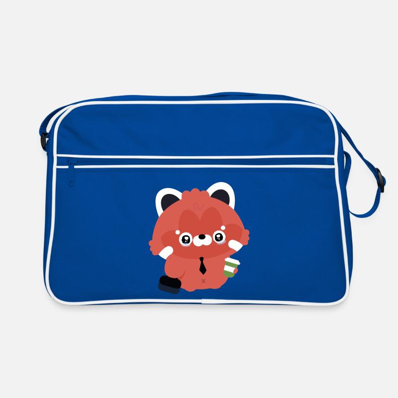 Café du bureau de Panda Rouge de Kawaii - Sac Retro - bleu/blanc