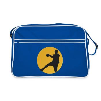 Basketball silhouette in the circle of the sun - Retro Bag - blue/white - Front