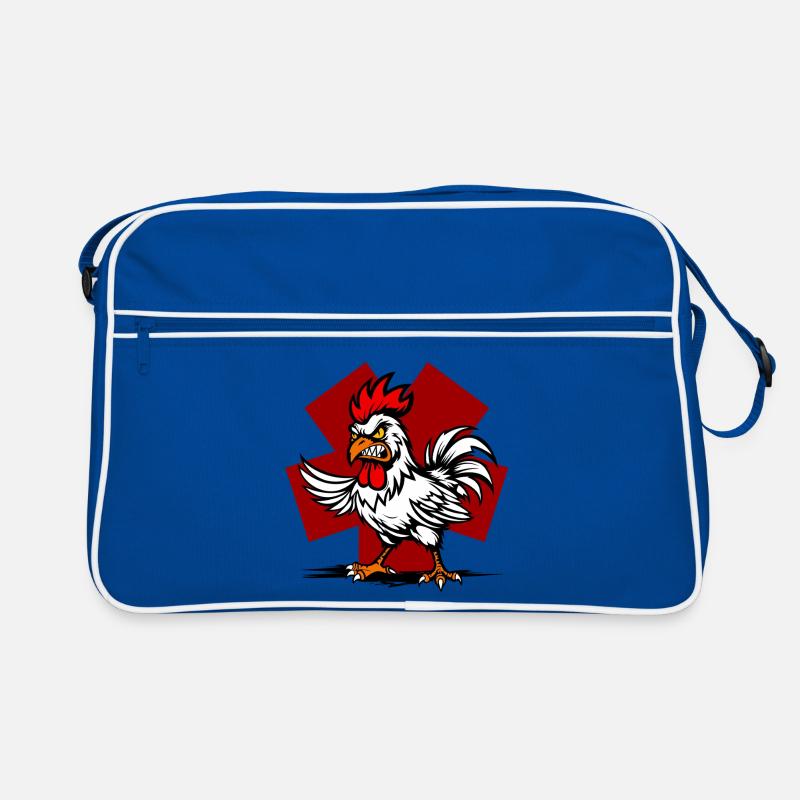 Combative rooster with yellow eyes Retro Bag