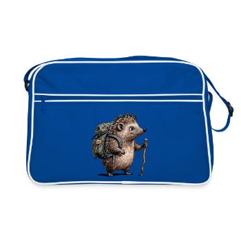 Hiking hedgehog with backpack - Retro Bag - blue/white - Front