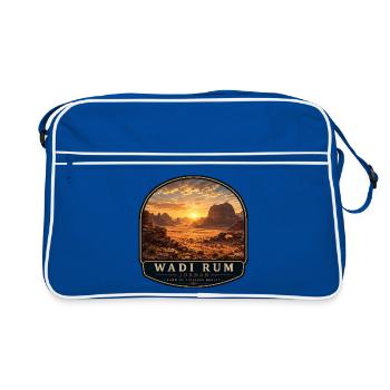 Wadi Rum Jordan Coucher de soleil vintage - Sac Retro - bleu/blanc - Devant