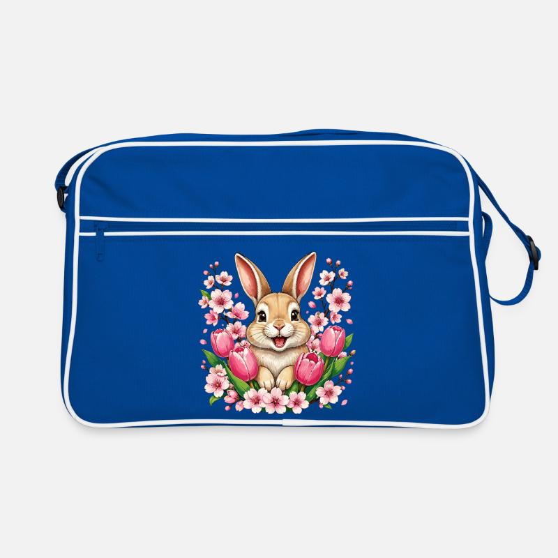 Lapin de printemps avec des fleurs Sac Retro
