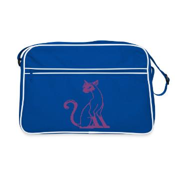 Lavender Pixel Cat Silhouette - Retro Bag - blue/white - Front