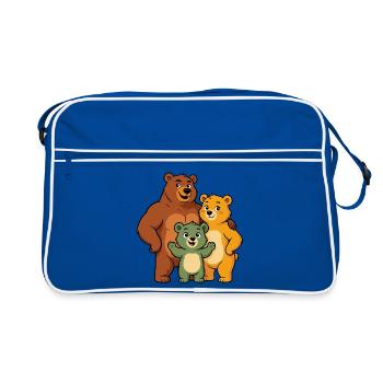 Funny Bear Family - Retro Bag - blue/white - Front