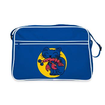 CancerCat - Retro Tasche - Blau/Weiß - Vorne