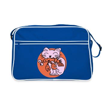Le chat mange le cancer - Sac Retro - bleu/blanc - Devant