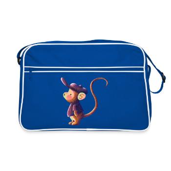Watercolor monkey with cap - Retro Bag - blue/white - Front