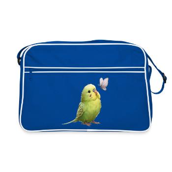 Perruche perruche avec papillon - Sac Retro - bleu/blanc - Devant