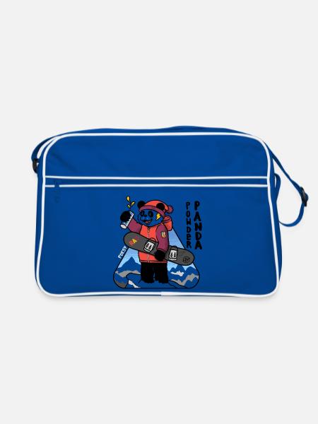 Bold Comic Powder Panda Snowboard-Kunst - Retro Tasche - Blau/Weiß