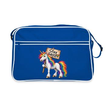 Stay weird ! - Retro Tasche - Blau/Weiß - Vorne