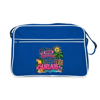 Brauche keine Therapie, brauche nur Urlaub - Retro Tasche - Blau/Weiß - Vorne