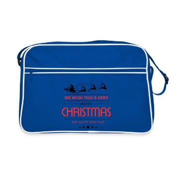 Weihnachten We wish Merry Christmas Sprüche  - Retro Tasche - Blau/Weiß - Vorne