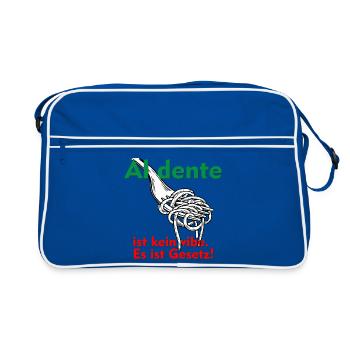 Al dente ist kein Vibe. Das ist Gesetz! - Retro Tasche - Blau/Weiß - Vorne