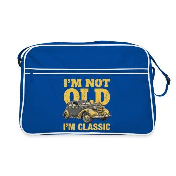 Oldtimer Classic Car Vintage Auto Lustiges Motiv - Retro Tasche - Blau/Weiß - Vorne
