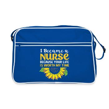 Notfall Krankenschwester - Retro Tasche - Blau/Weiß - Vorne