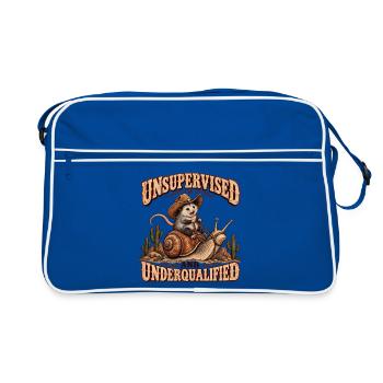 Unbeaufsichtigt und unterqualifiziert - Retro Tasche - Blau/Weiß - Vorne