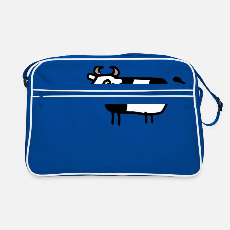 Lustige Comic Kuh witziges Bauernhoftier Geschenk - Retro Tasche - Blau/Weiß