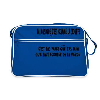 La musique c'est comme la bouffe - Sac Retro - bleu/blanc - Devant